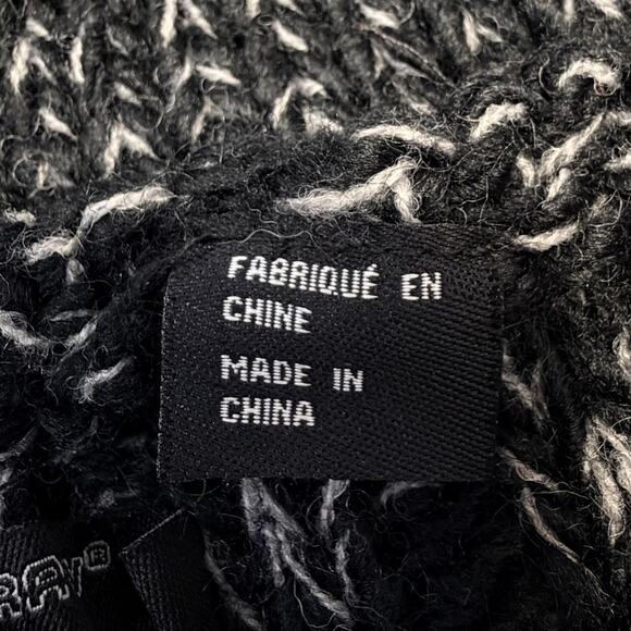 Projek Raw Sweater Mens Large Black Gray Hooded Toggle Cable Knit Pullover Warm - Picture 6 of 11